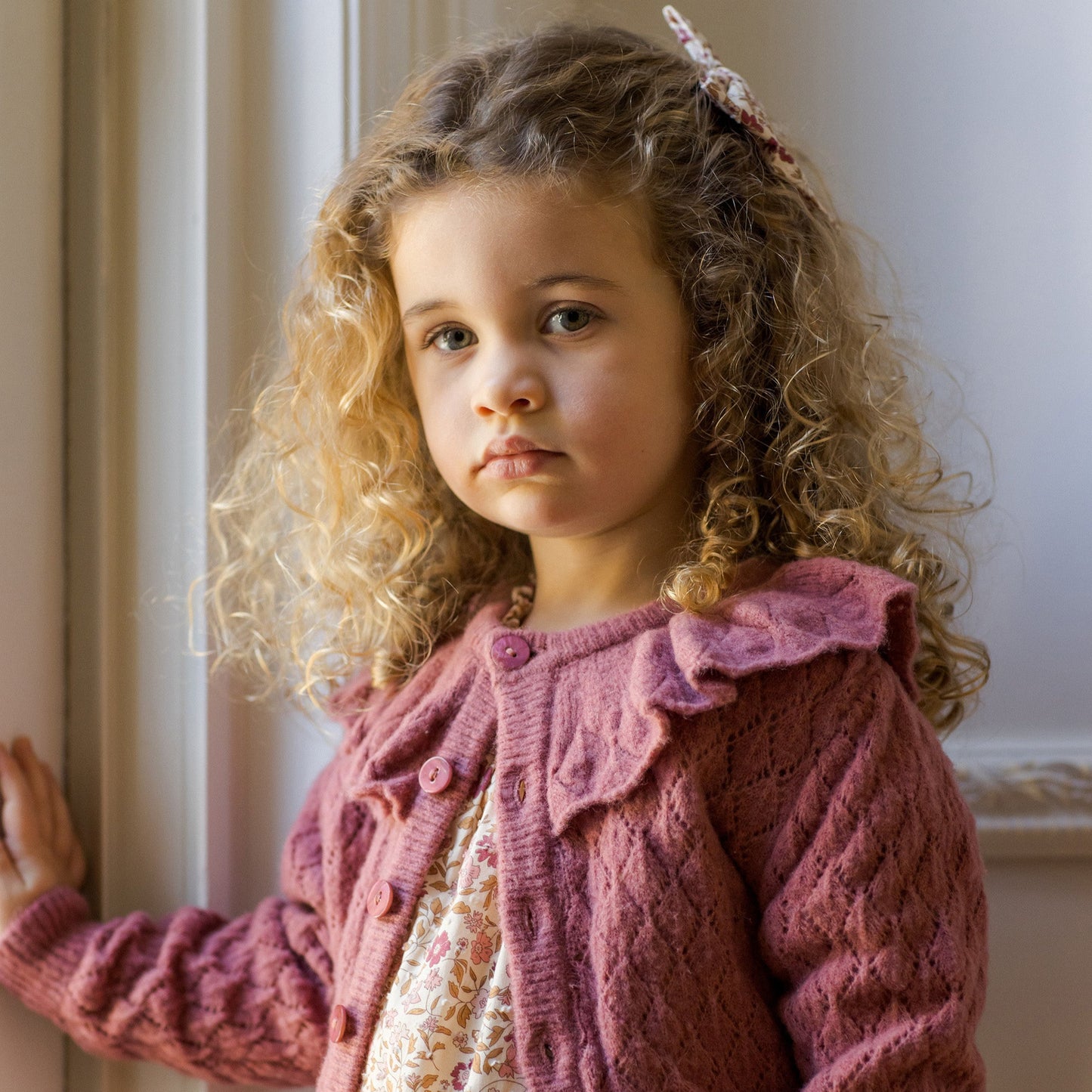 Noralee Ruffle Cardigan - Raspberry