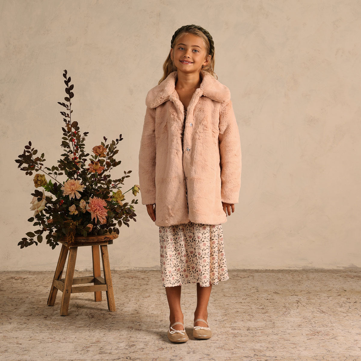 Noralee Junie Dress - Poppy Bloom - Ecru with Noralee Eloise Coat - Antique
