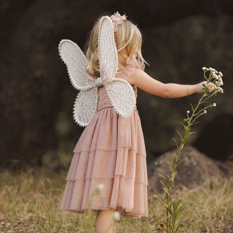 Noralee Wings - Daisy Embroidery - Natural
