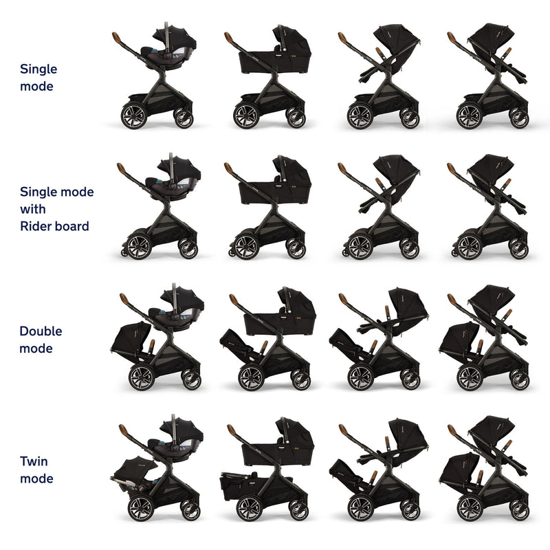 Nuna DEMI Next Stroller and PIPA Aire RX Car Seat Travel System - Caviar