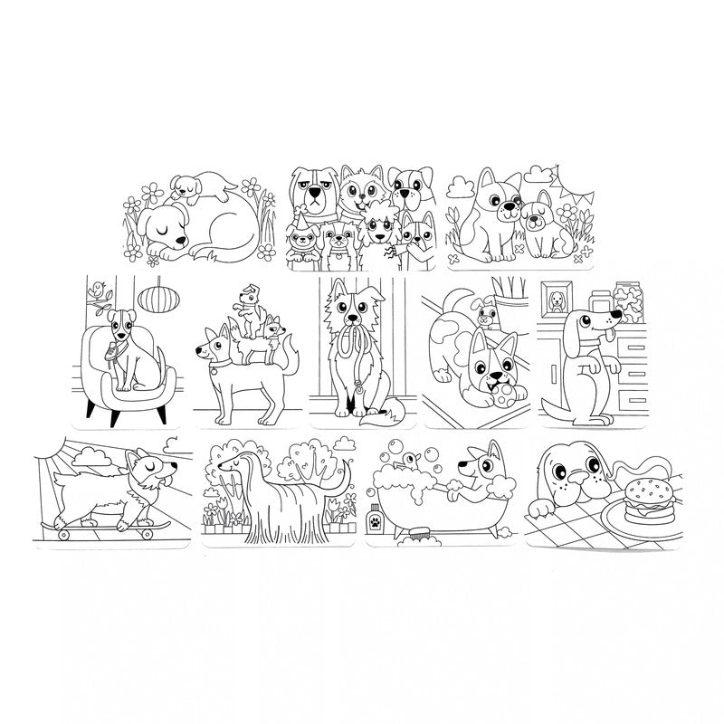 OOLY  Undercover Art Hidden Pattern Coloring Activity Art Cards - Dog Days