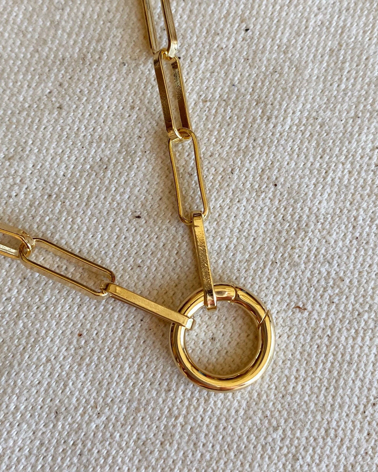 Miel & Gold Paperclip Chain Necklace with Carabiner 18k Gold Filled
