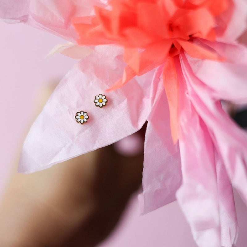 Pierced Co Tiny Daisies Screw Back Child Earrings