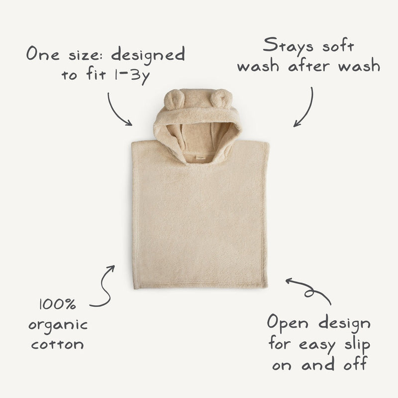Mushie Bear Poncho Towel - Fog