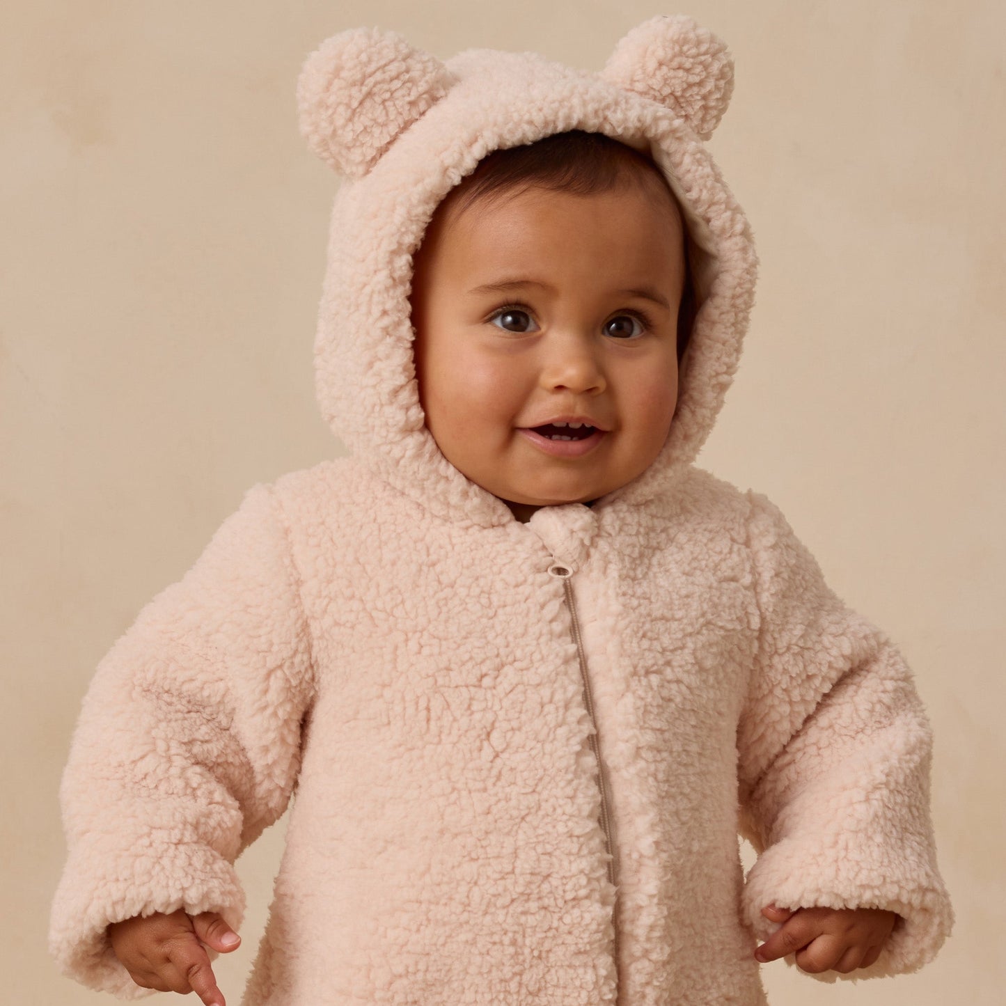 Quincy Mae Bear Jumpsuit - Antique