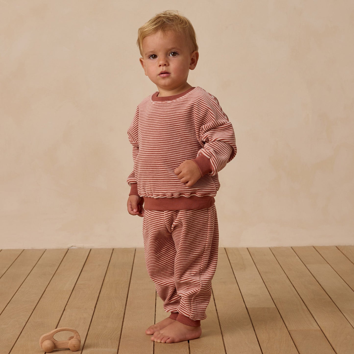 Quincy Mae Velour Relaxed Sweatshirt - Candy Stripe