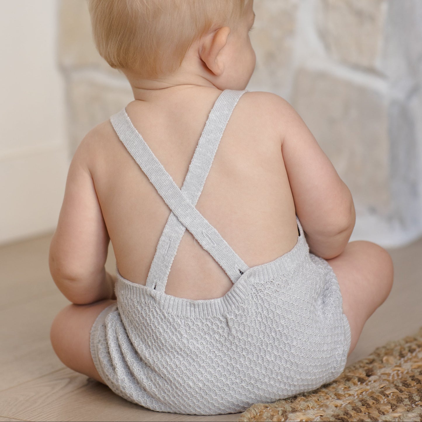 Quincy Mae Caleb Knit Shortall - Heathered Sky