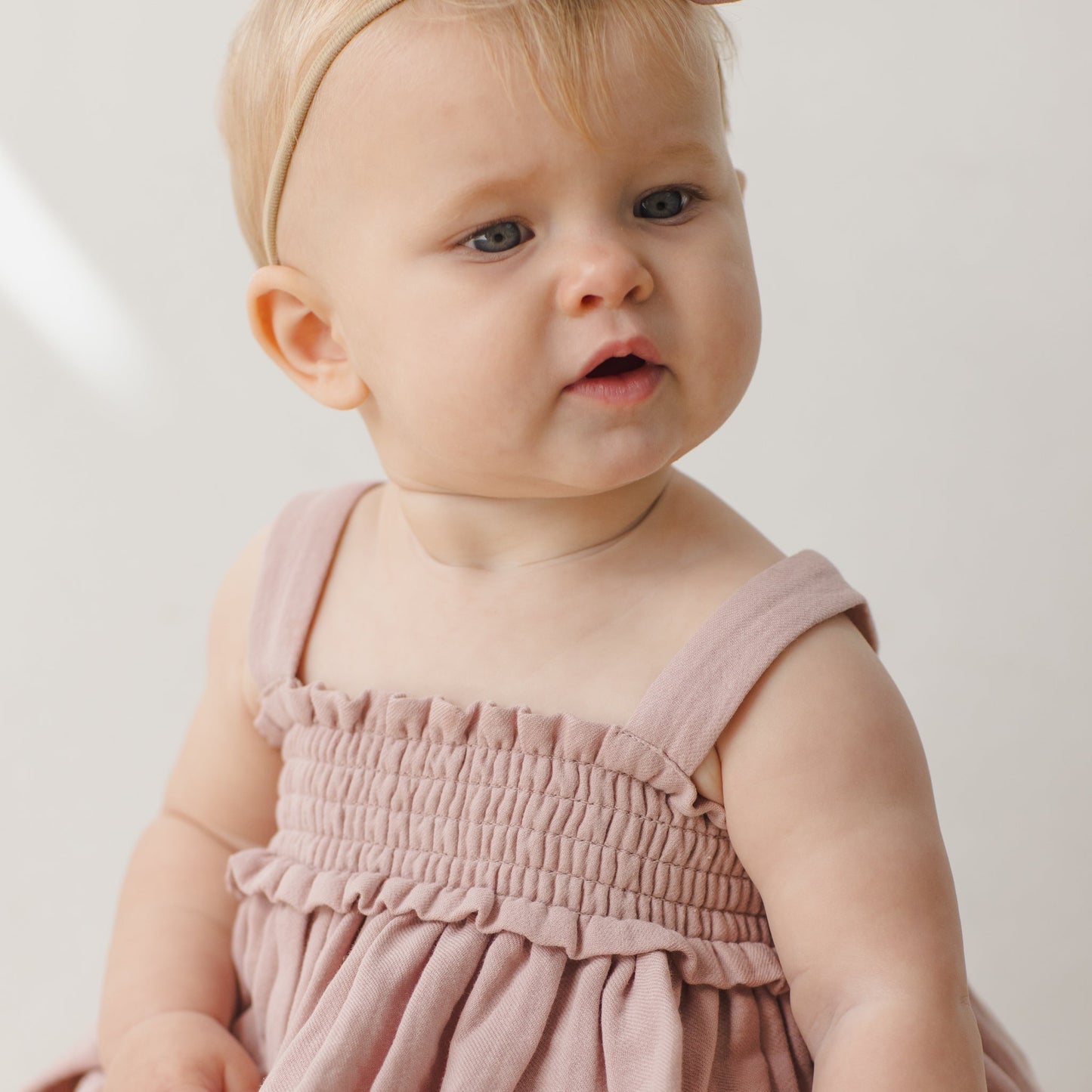 Quincy Mae Mae Smocked Top + Bloomer Set - Mauve
