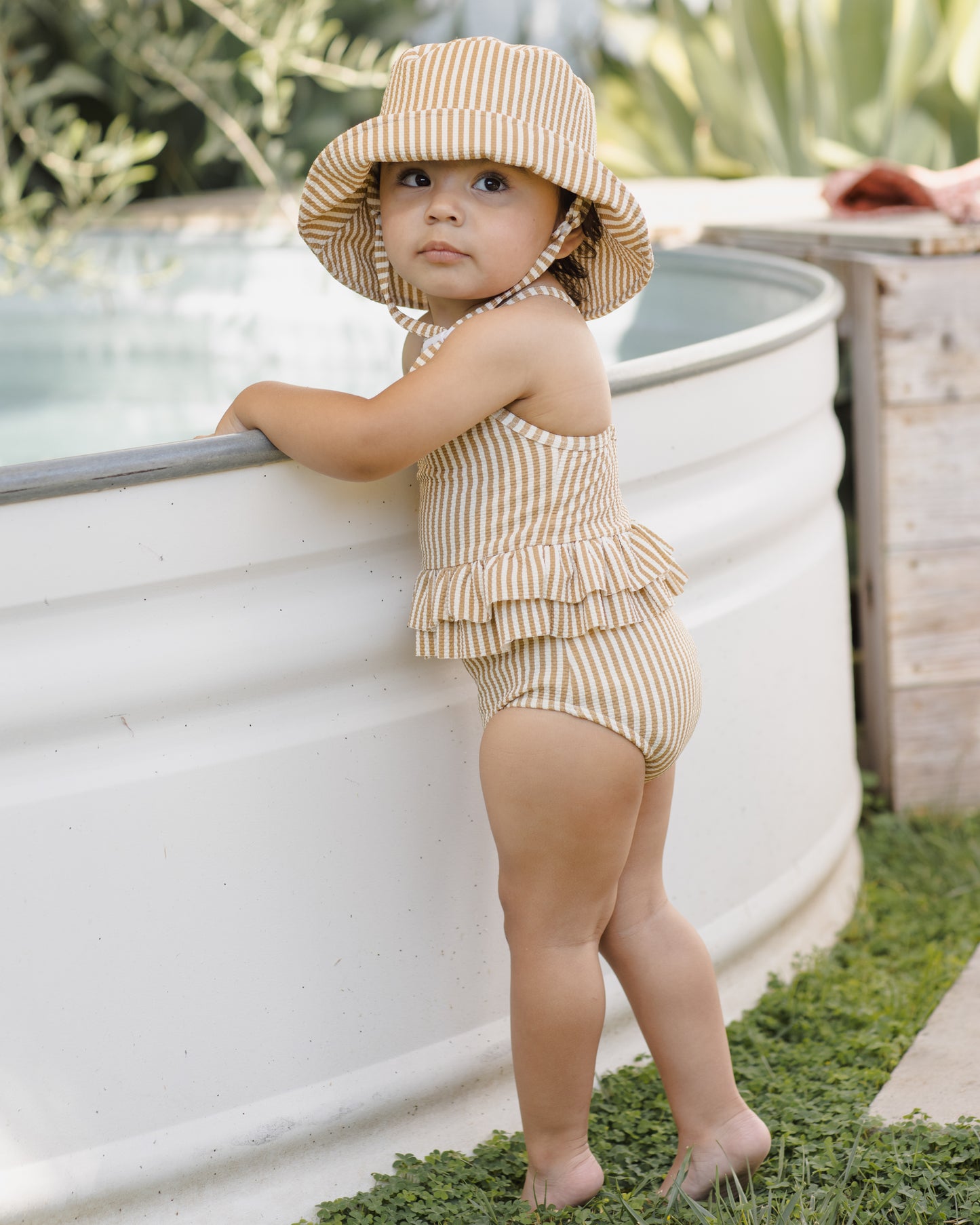 Quincy Mae Bucket Hat - Honey Stripe Small