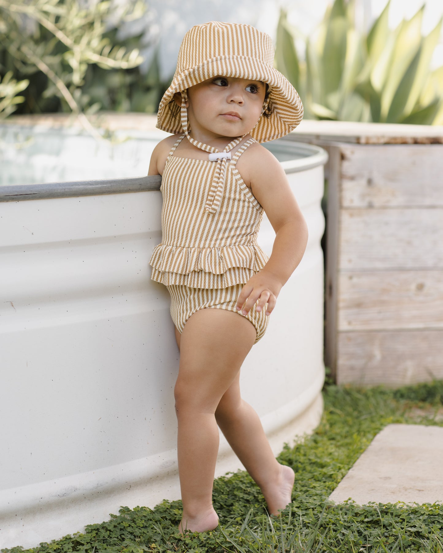 Quincy Mae Bucket Hat - Honey Stripe Small