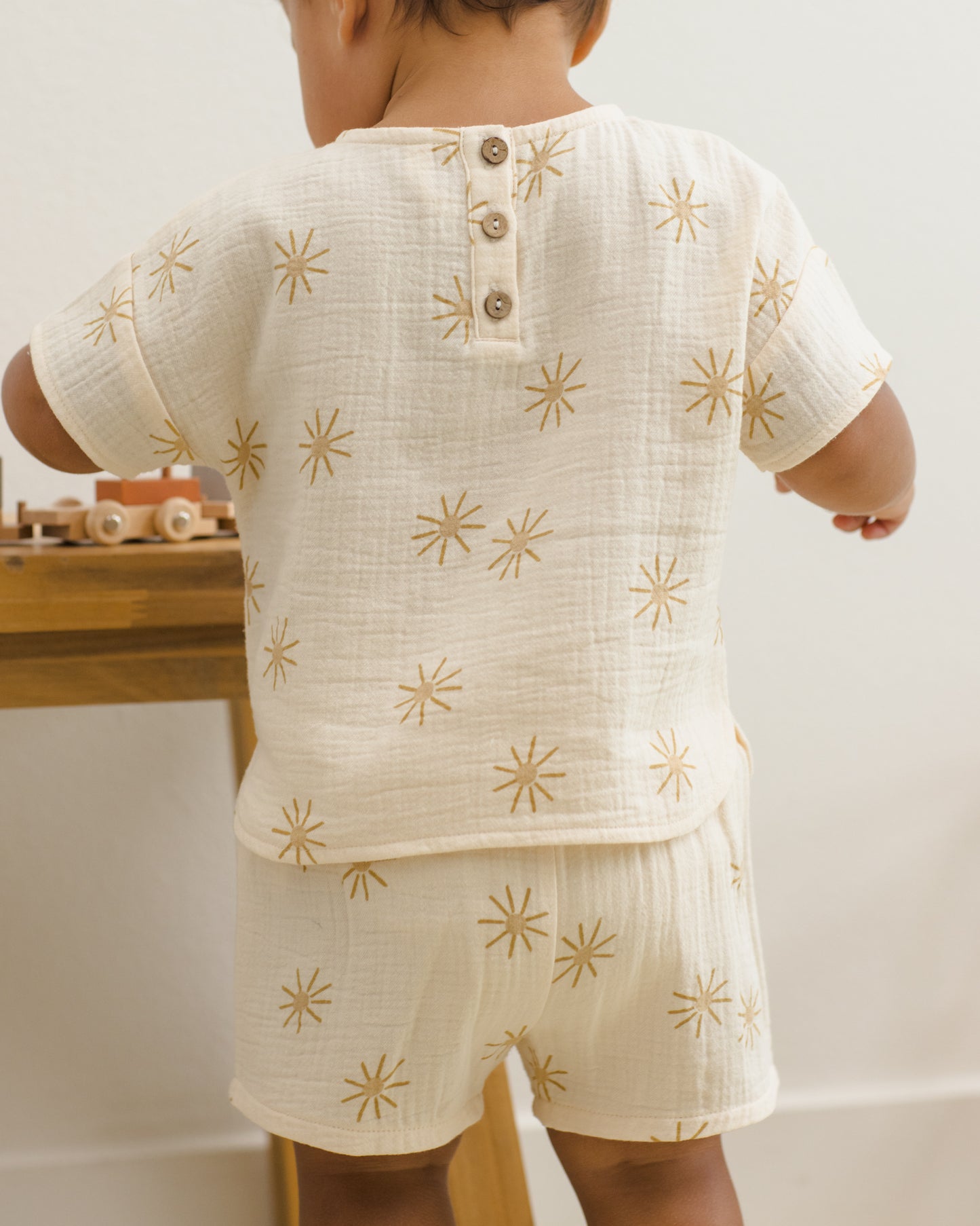 Quincy Mae Woven Boxy Top - Sunburst