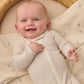 Quincy Mae Zip Longsleeve Sleeper Footie - Oat Microstripe