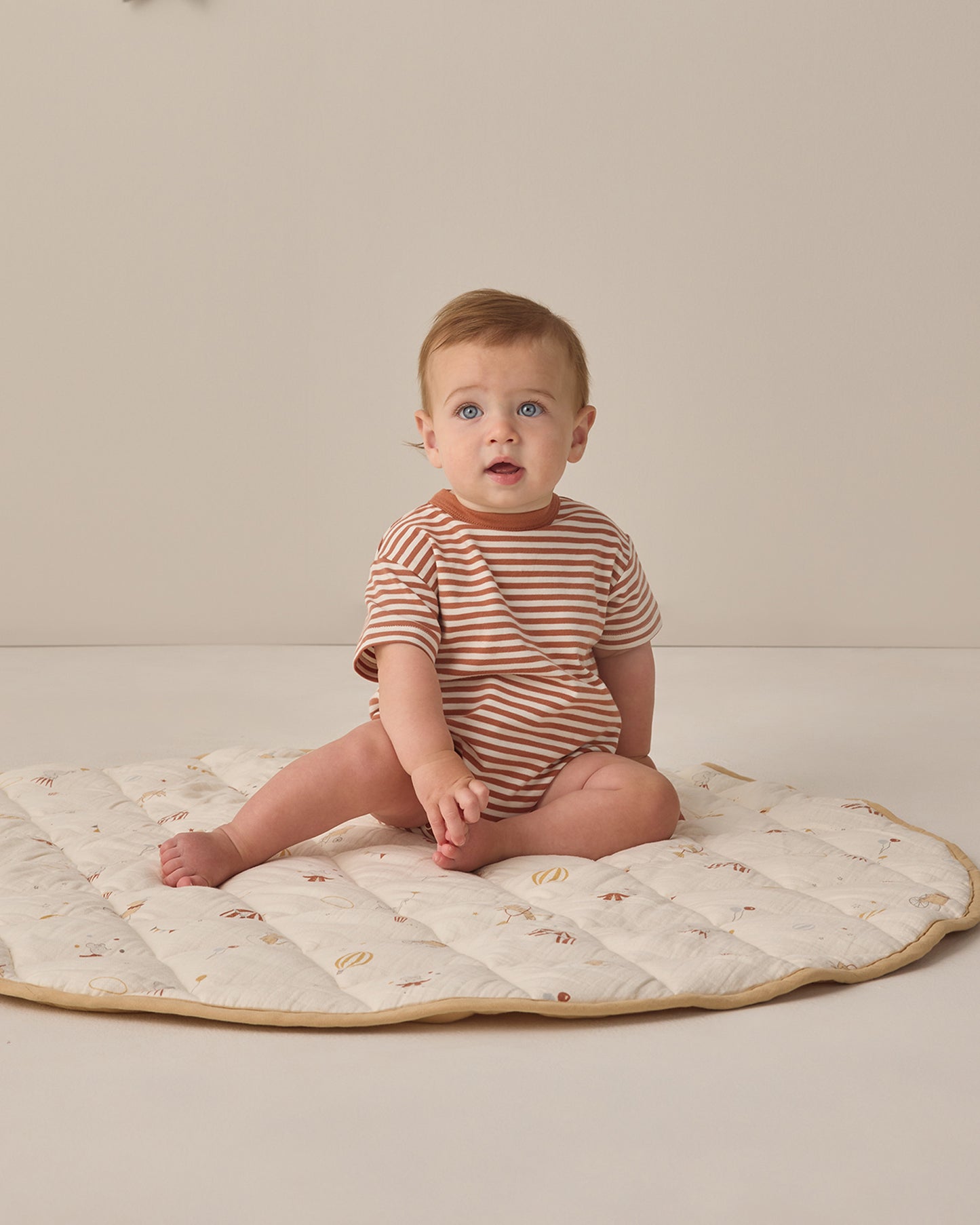 Quincy Mae Relaxed Bubble Romper - Poppy Stripe