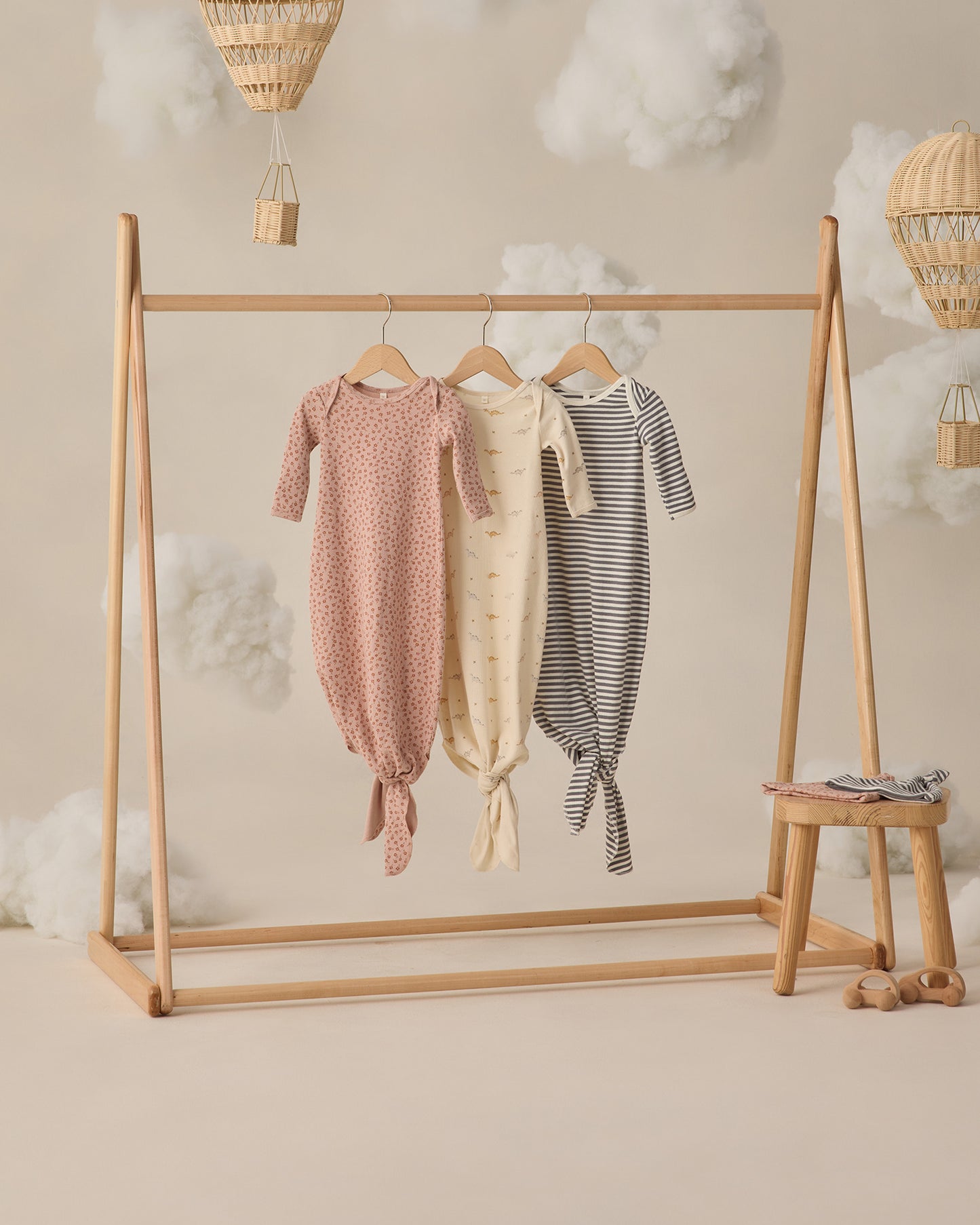 Quincy Mae Knotted Baby Gown + Hat Set