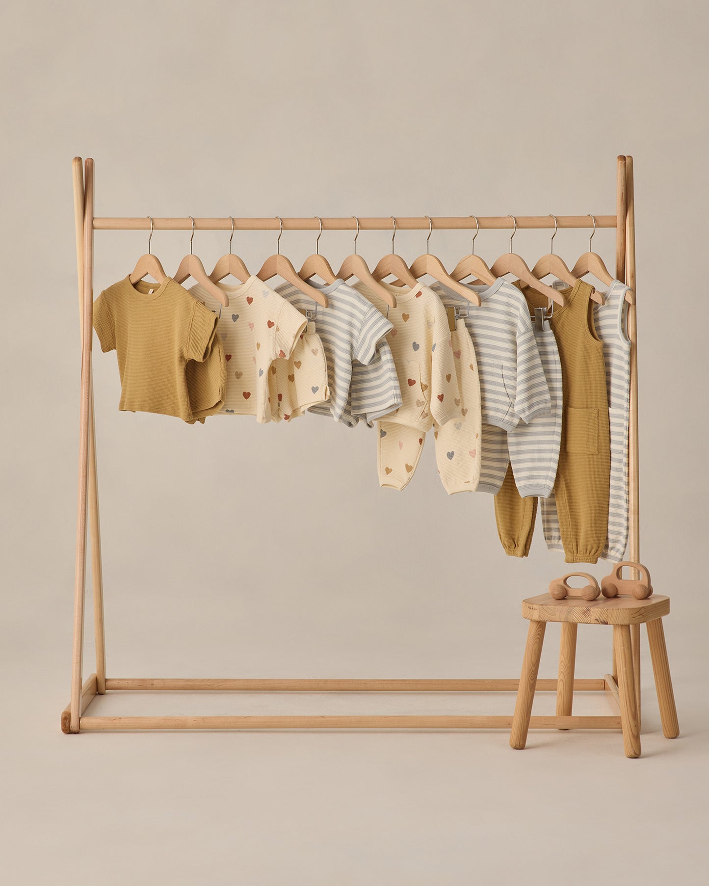Quincy Mae Waffle Tee + Short Set - Sky Stripe