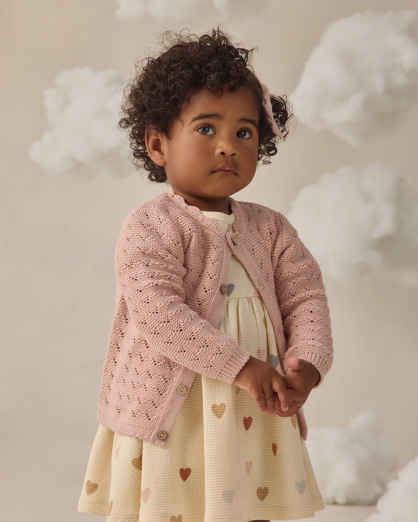 Quincy Mae Scalloped Cardigan - Blush