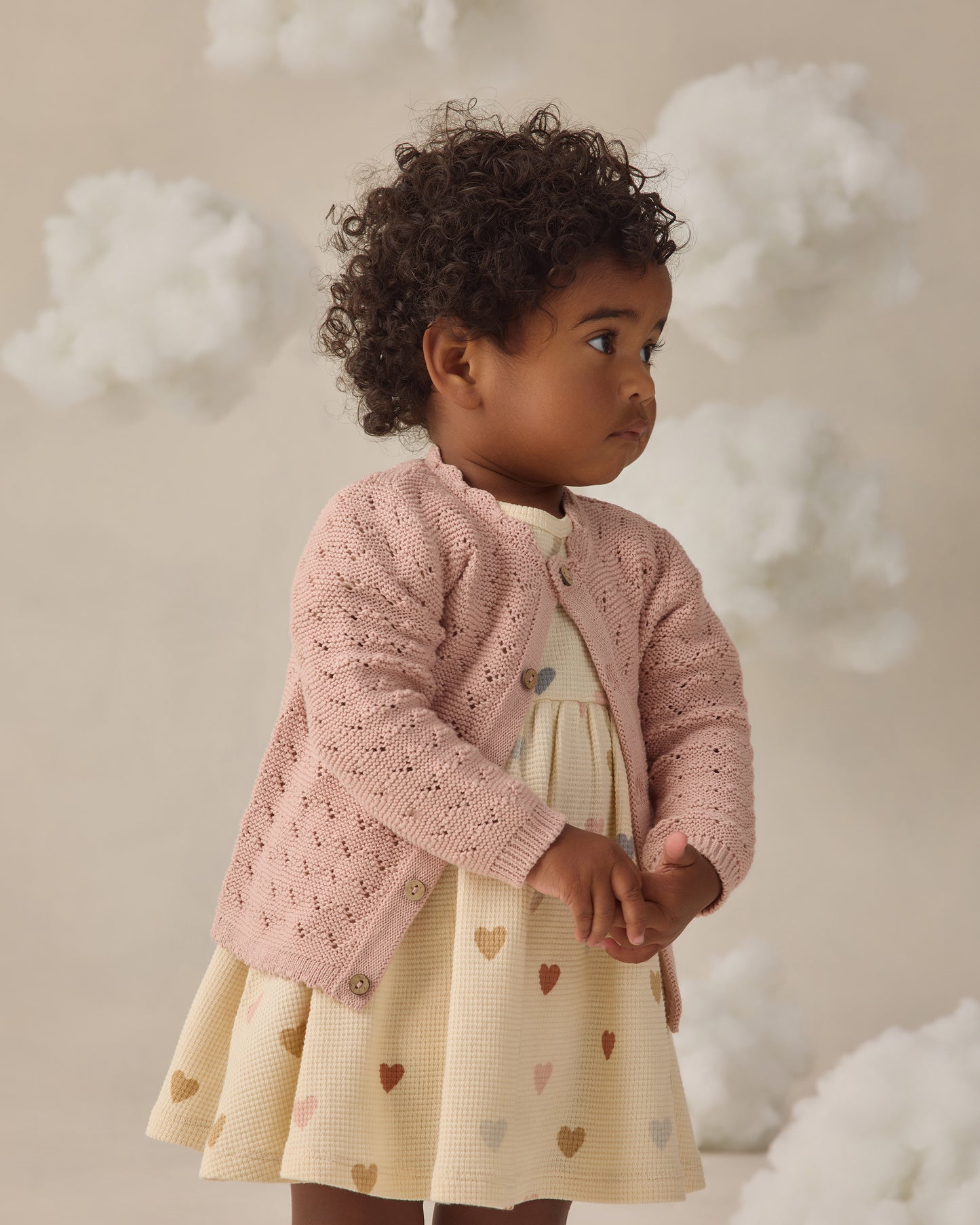 Quincy Mae Scalloped Cardigan - Blush