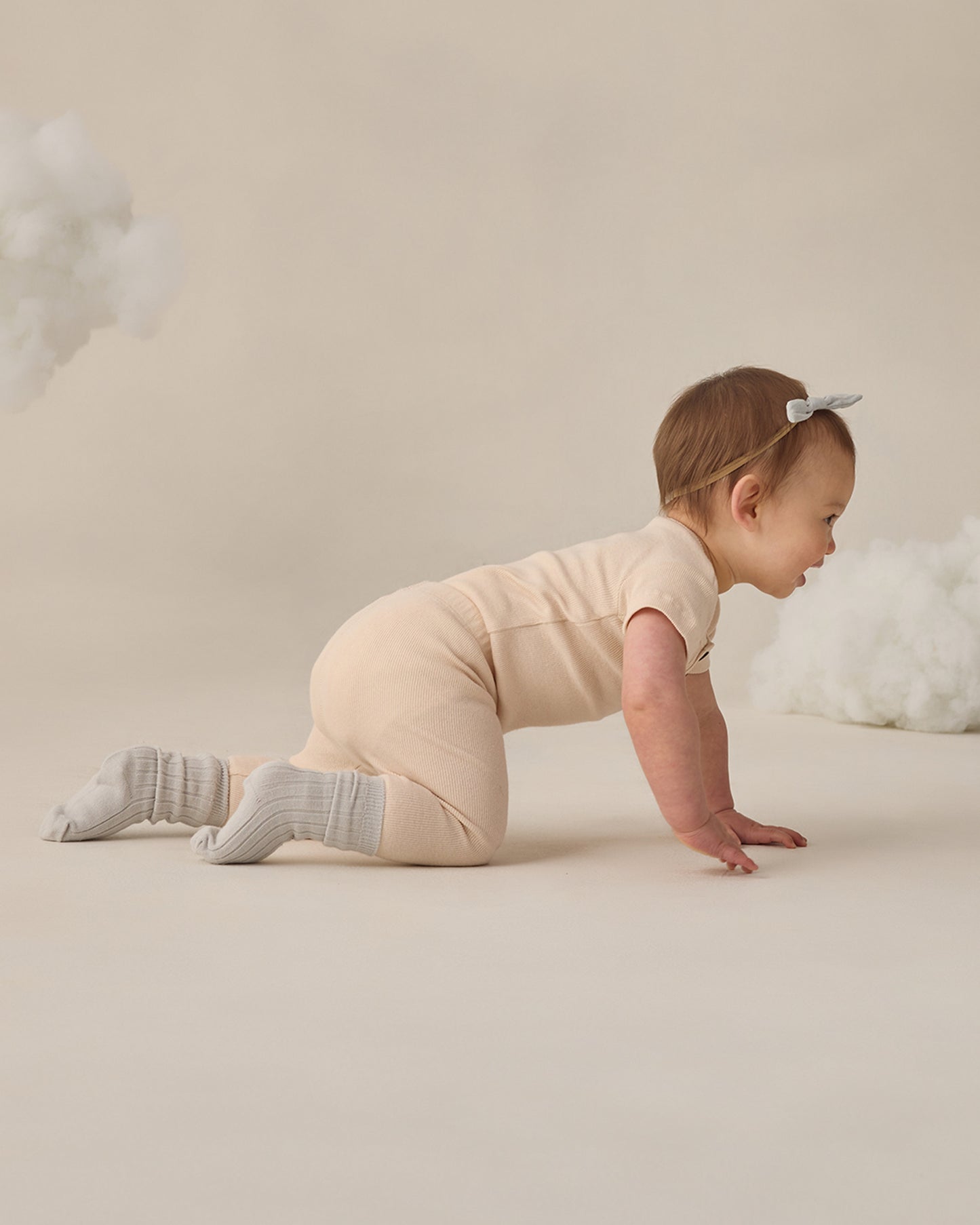 Quincy Mae Ribbed Henley Bodysuit - Ecru