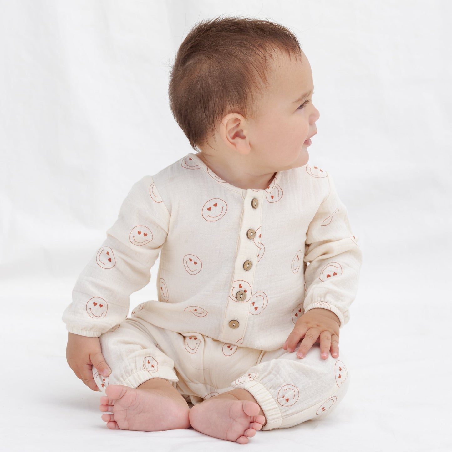 Quincy Mae Woven Jumpsuit - Heart Eyes