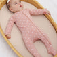 Quincy Mae Bamboo Zip Footie - Pink Hearts
