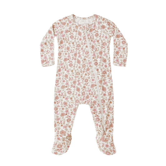 Quincy Mae Bamboo Zip Footie - Bloom