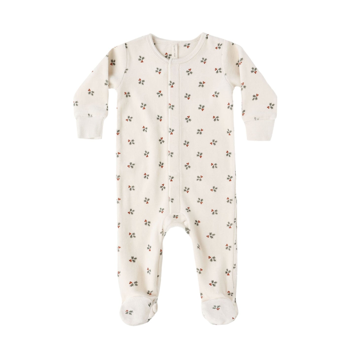 Quincy Mae Hidden Snap Footie - Holly Berry