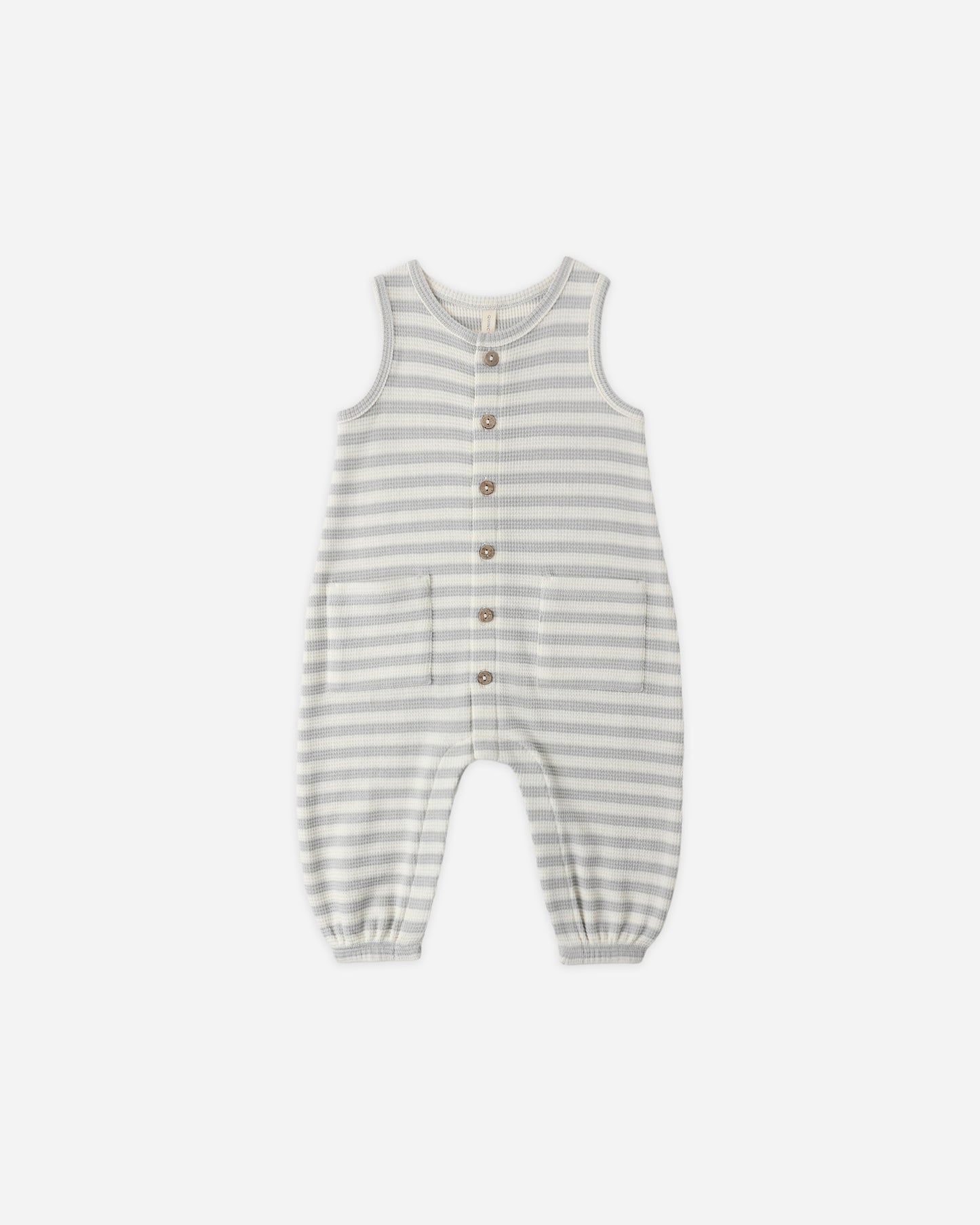 Quincy Mae Waffle Jumpsuit - Sky Stripe