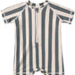 Quincy Mae Zip Rashguard One-Piece - Retro Ocean Stripe