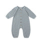 Quincy Mae Waffle Long Sleeve Jumpsuit - Ocean Stripe