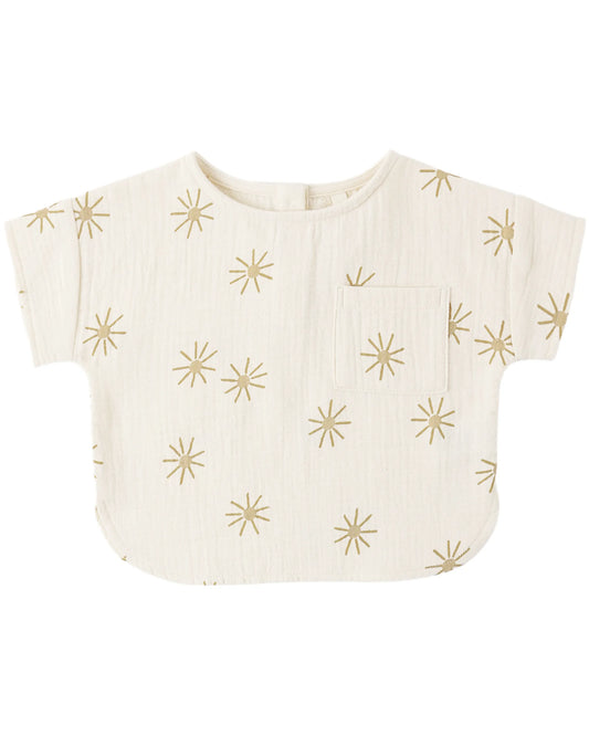 Quincy Mae Woven Boxy Top - Sunburst