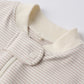 Quincy Mae Zip Longsleeve Sleeper Footie - Oat Microstripe
