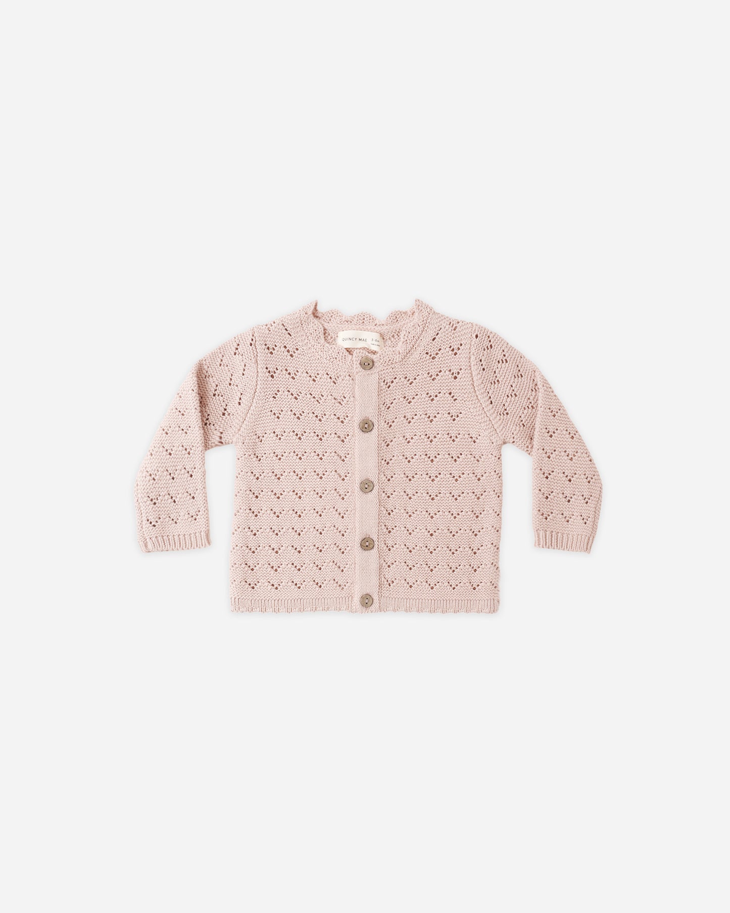 Quincy Mae Scalloped Cardigan - Blush