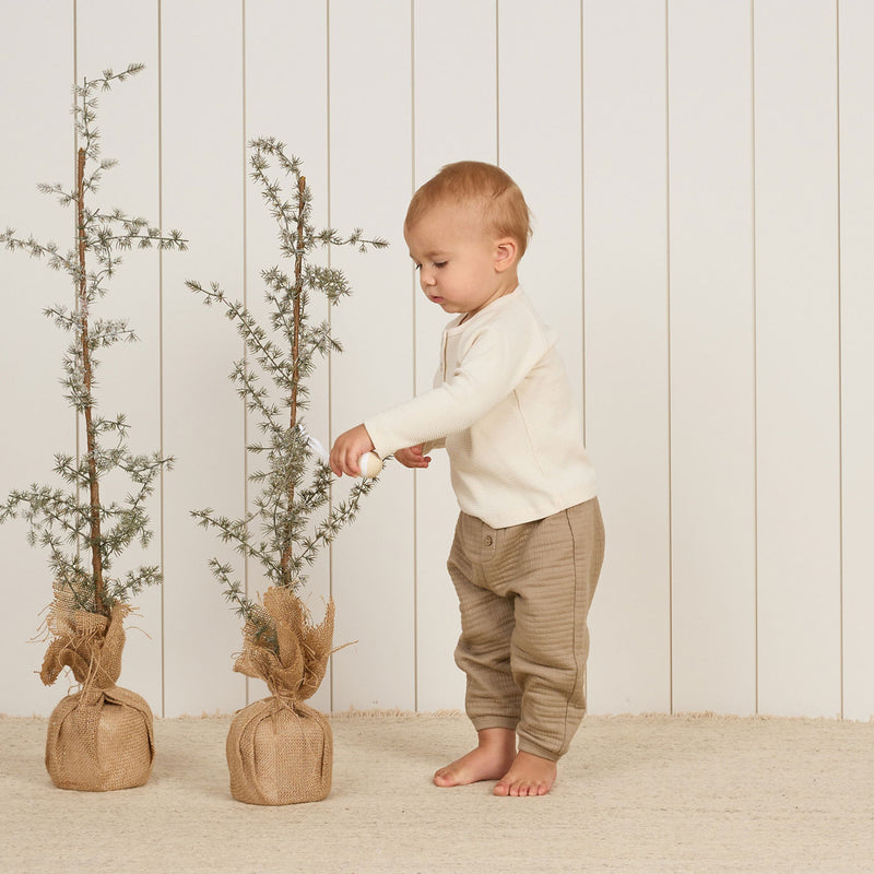 Quincy Mae Henley Knit Top - Natural