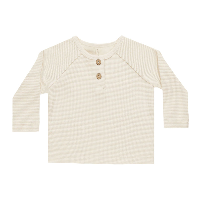 Quincy Mae Henley Knit Top - Natural 