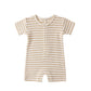 Quincy Mae Waffle Snap Romper - Butterscotch Stripe