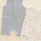 Quincy Mae Ribbed Henley Romper - Ocean Stripe