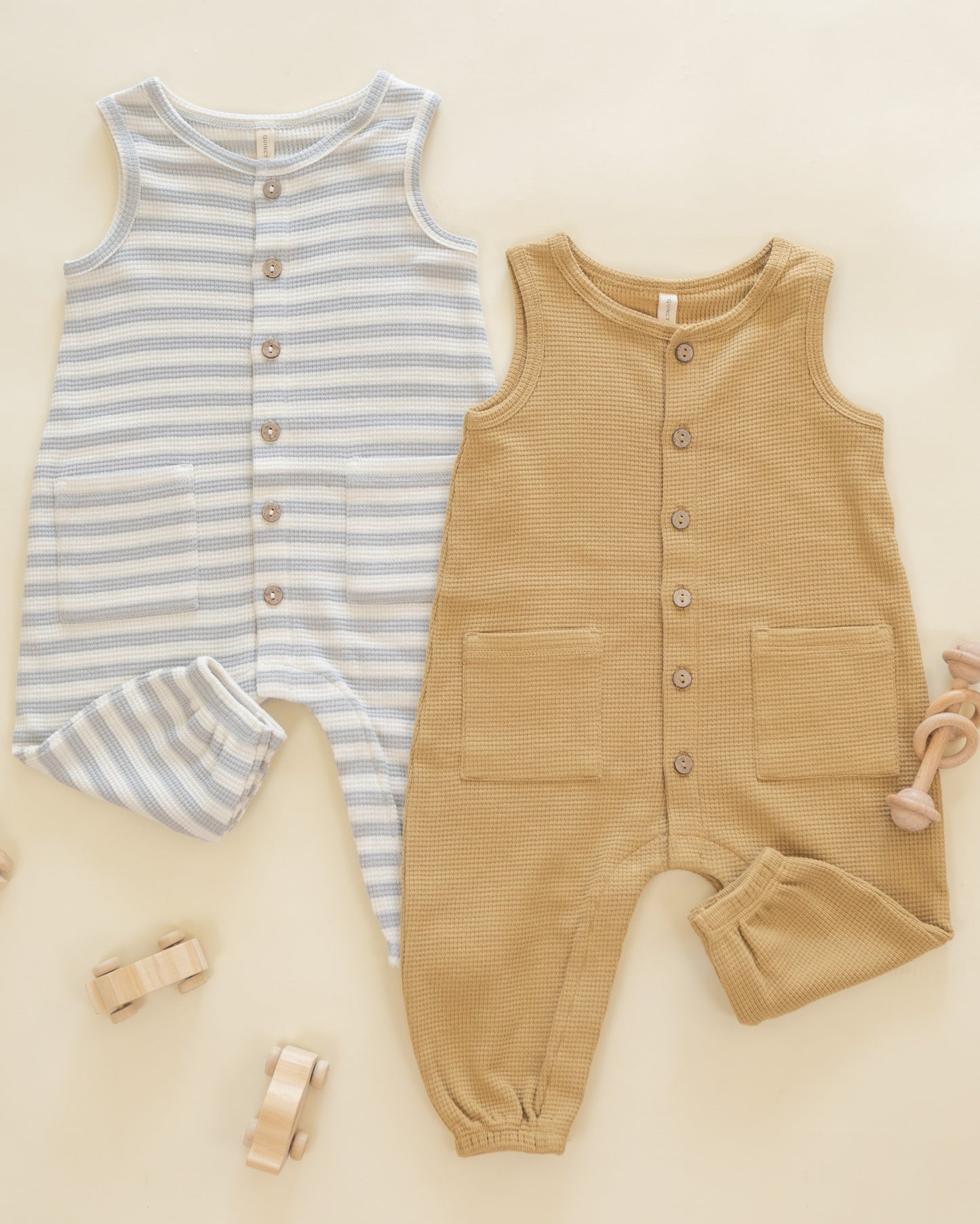 Quincy Mae Waffle Jumpsuit - Sky Stripe
