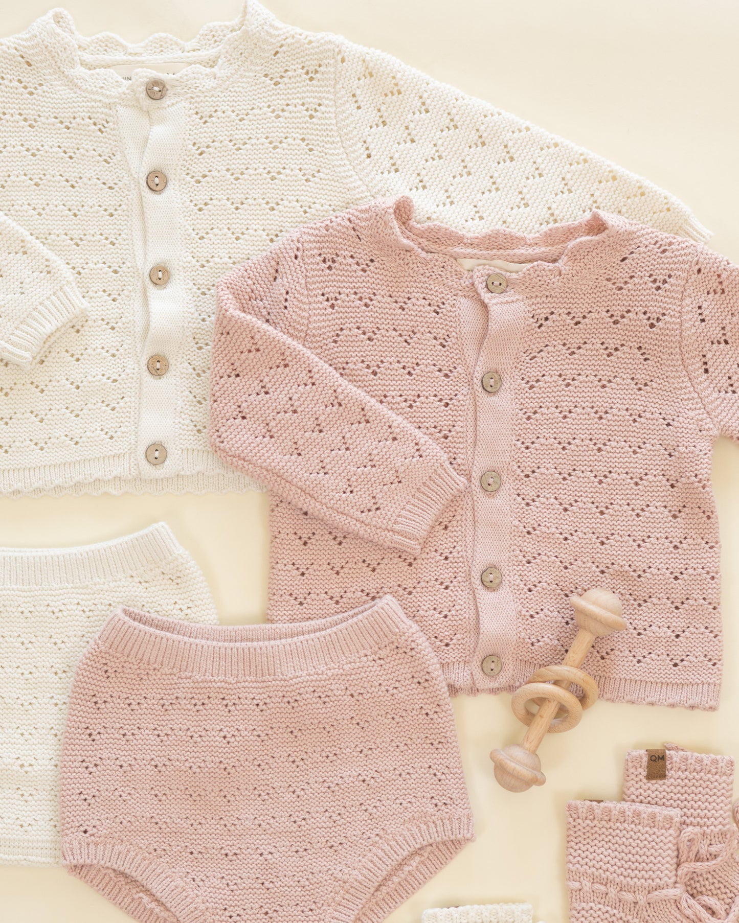 Quincy Mae Scalloped Cardigan - Blush
