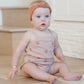 Quincy Mae Waffle Cinch Romper - Pink Daisy