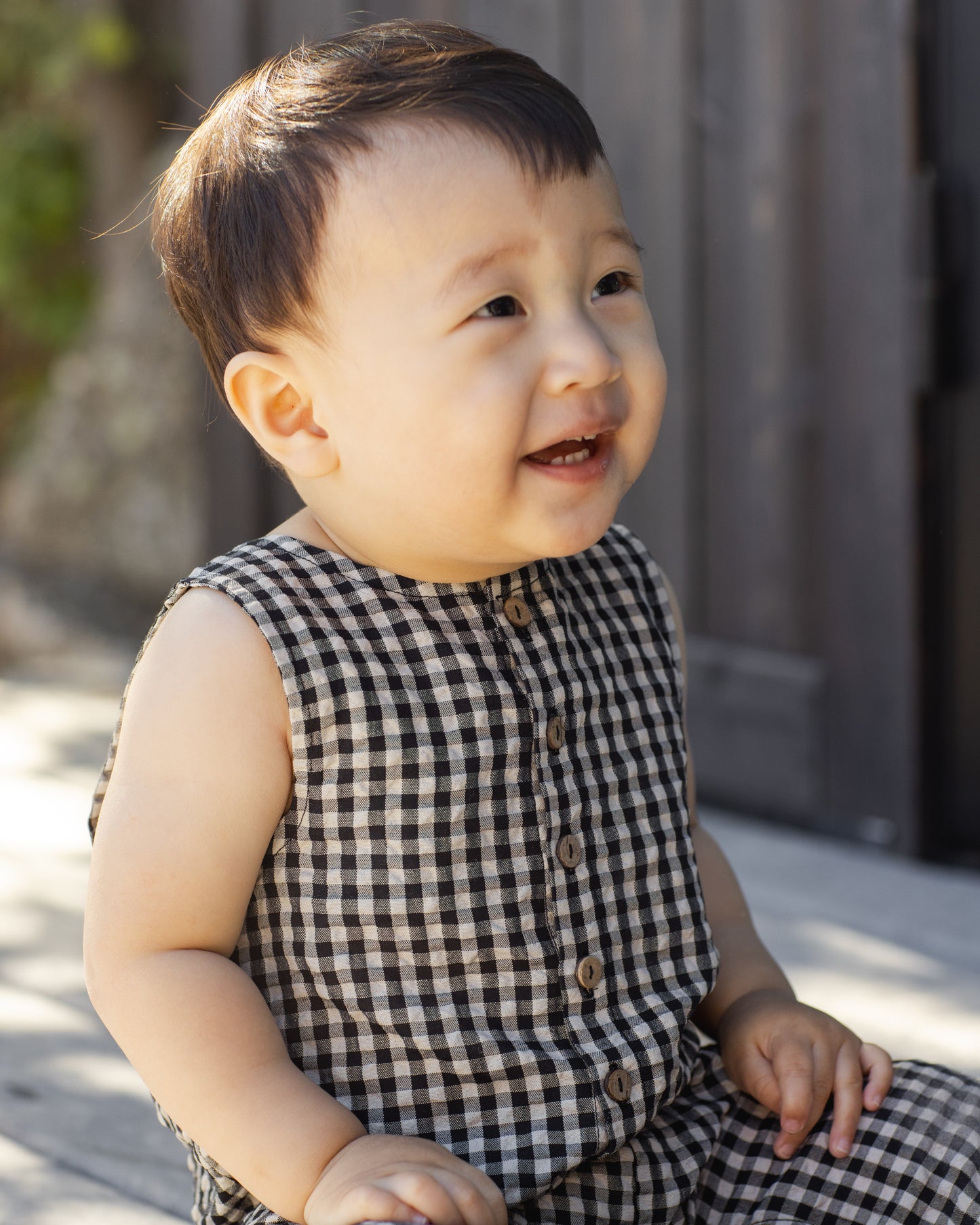 Rylee and Cru Button Jumpsuit - Black Check