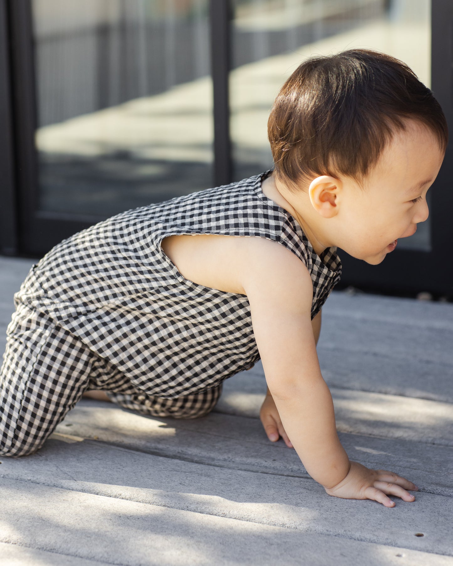 Rylee and Cru Button Jumpsuit - Black Check