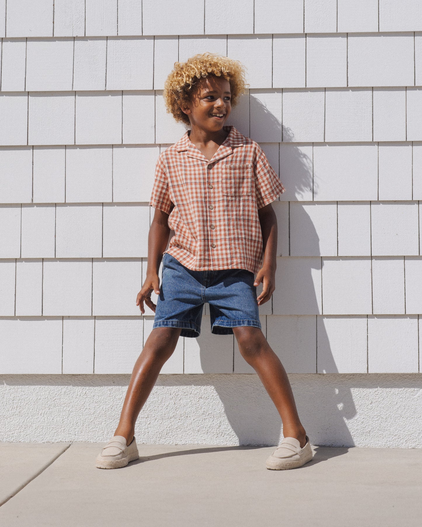 Rylee and Cru Lapel Collar Shirt - Poppy Gingham