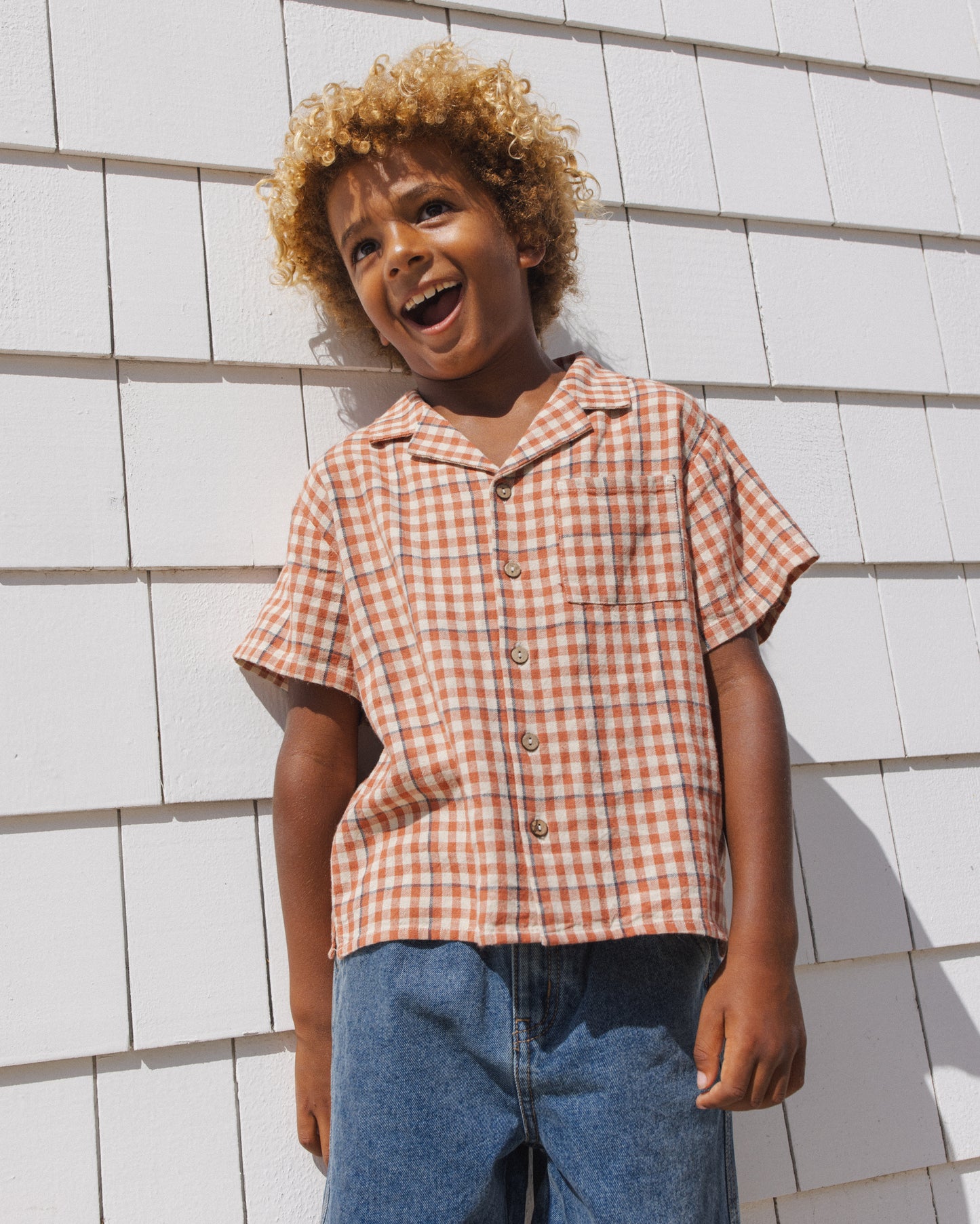 Rylee and Cru Lapel Collar Shirt - Poppy Gingham