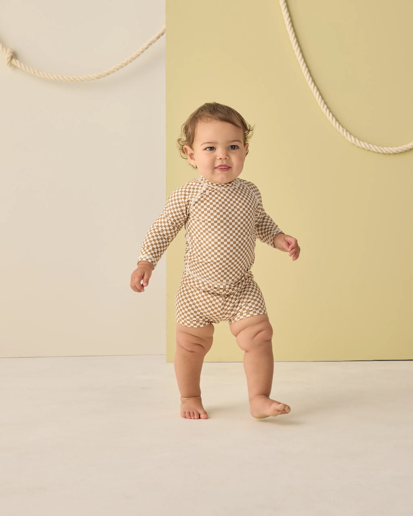 Rylee and Cru Boys Rashguard Set - Ocre Check