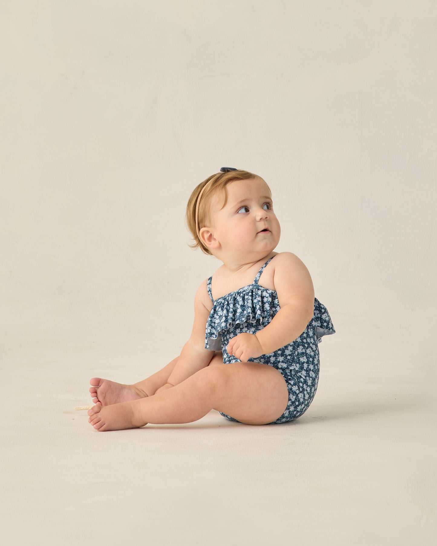 Rylee and Cru Ruffle One-Piece - Navy Floral