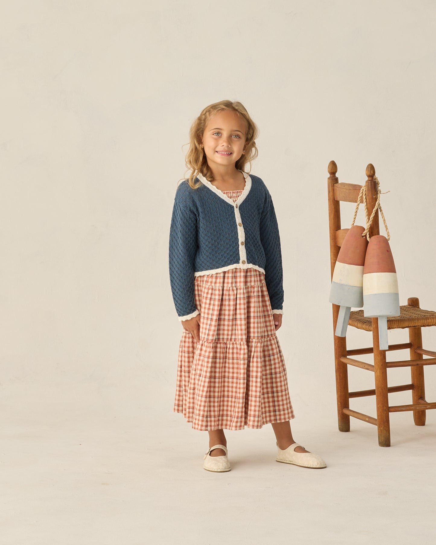 Rylee and Cru Tiered Midi Skirt - Poppy Gingham