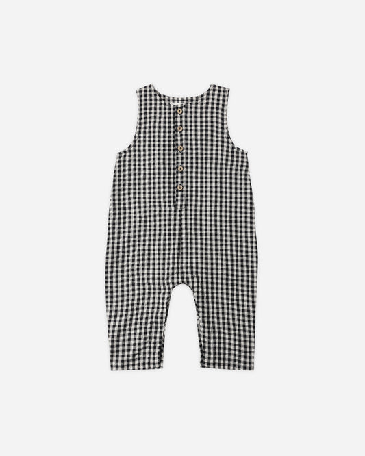Rylee and Cru Button Jumpsuit - Black Check