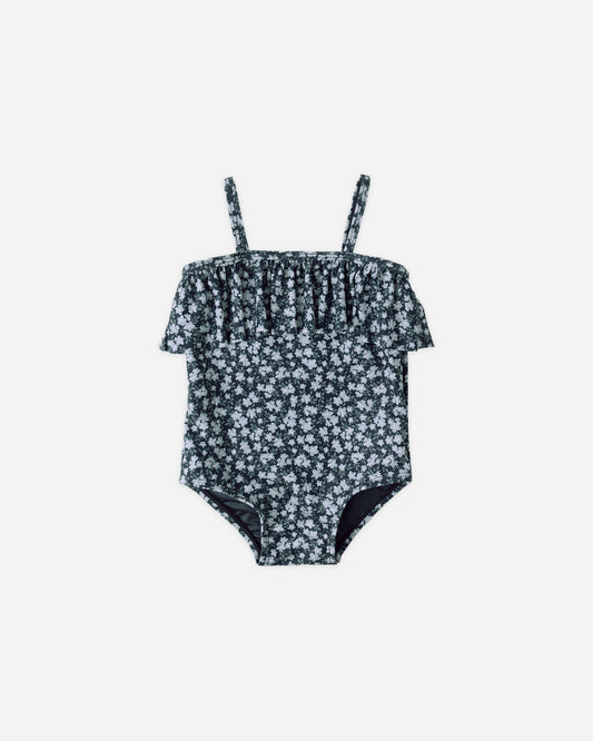 Rylee and Cru Ruffle One-Piece - Navy Floral