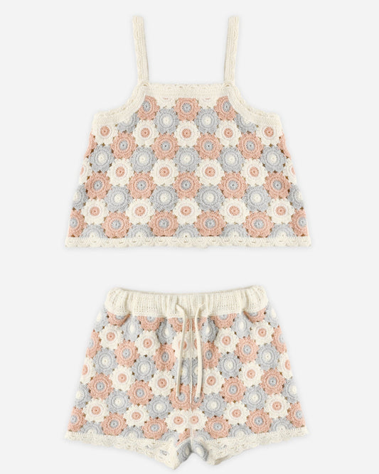 Rylee and Cru Lili Knit Set - Blue, Light Pink, Ivory
