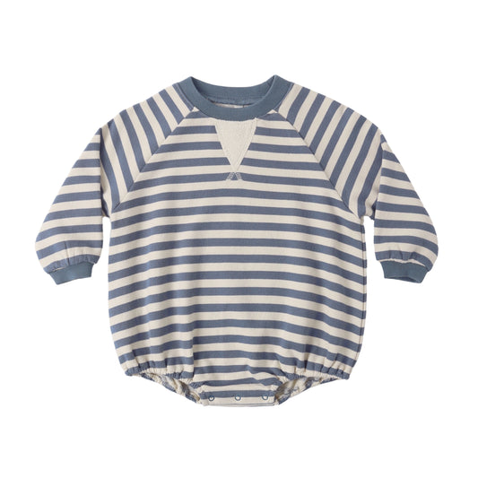 Rylee and Cru Crewneck Romper - Marine Stripe